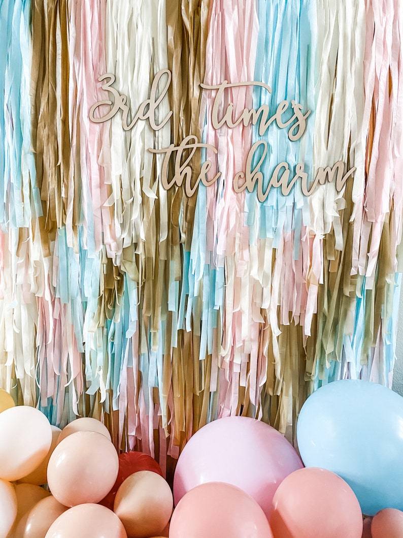 Gender Reveal Baby Shower Backdrop - Oh My Darling Party Co-baby showerblushbridal shower #Fringe_Backdrop#