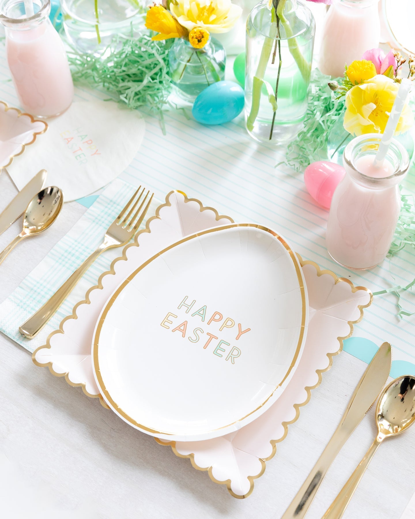 Happy Easter Egg Shaped Paper Plates - Oh My Darling Party Co-eastereaster eggeaster party #Fringe_Backdrop#