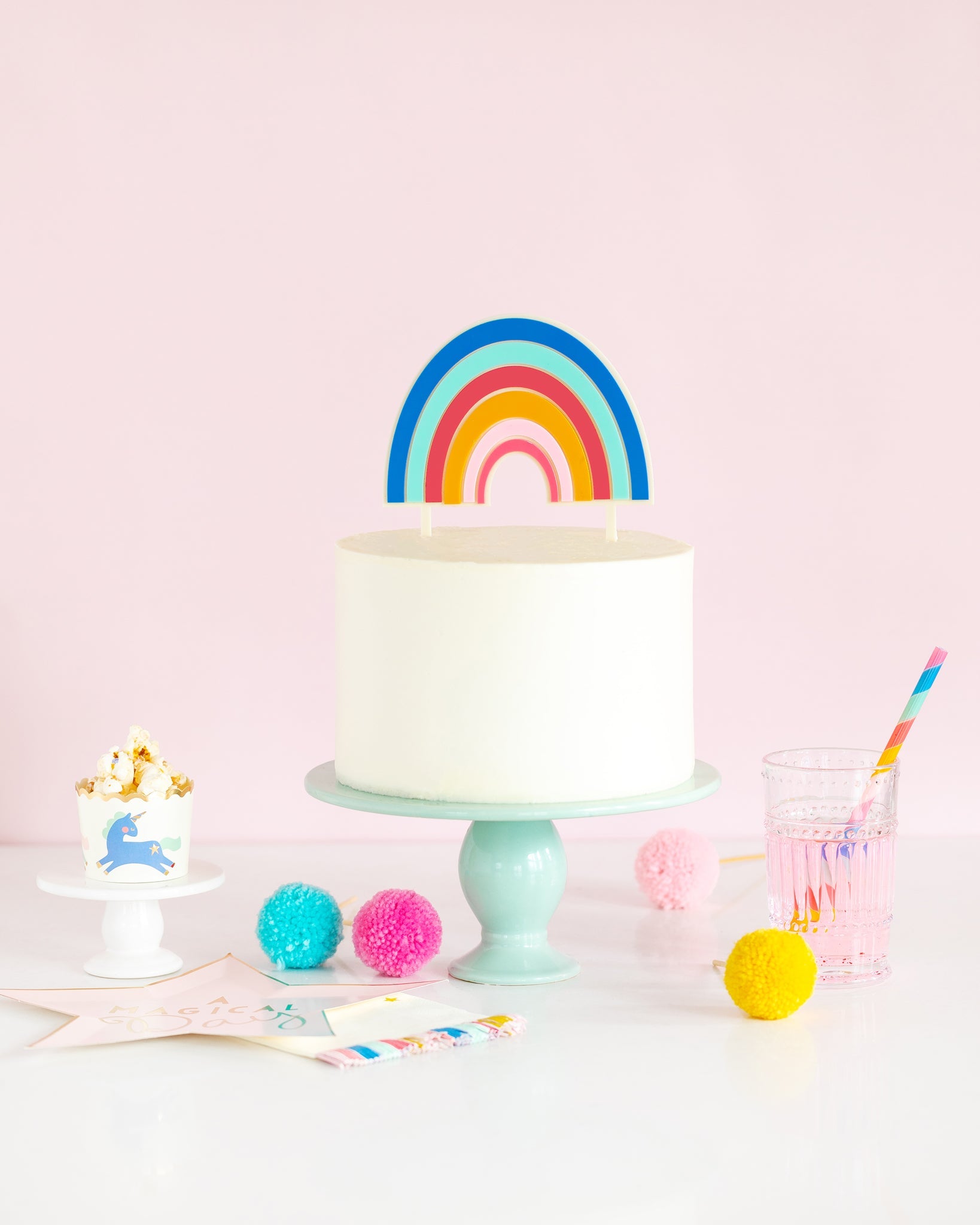 Magical Rainbow Cake Topper - Oh My Darling Party Co-bright rainbowFairehappy birthday #Fringe_Backdrop#