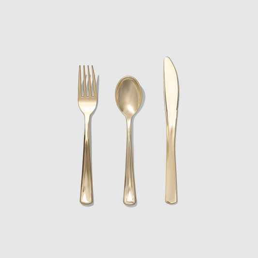 Metallic Gold Cutlery - Oh My Darling Party Co-bridal partybridal showercutlery #Fringe_Backdrop#
