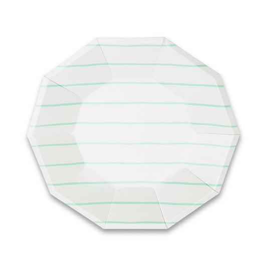 Mint Frenchie Striped Paper Plates (Small) - Oh My Darling Party Co-donutsFaireice cream #Fringe_Backdrop#