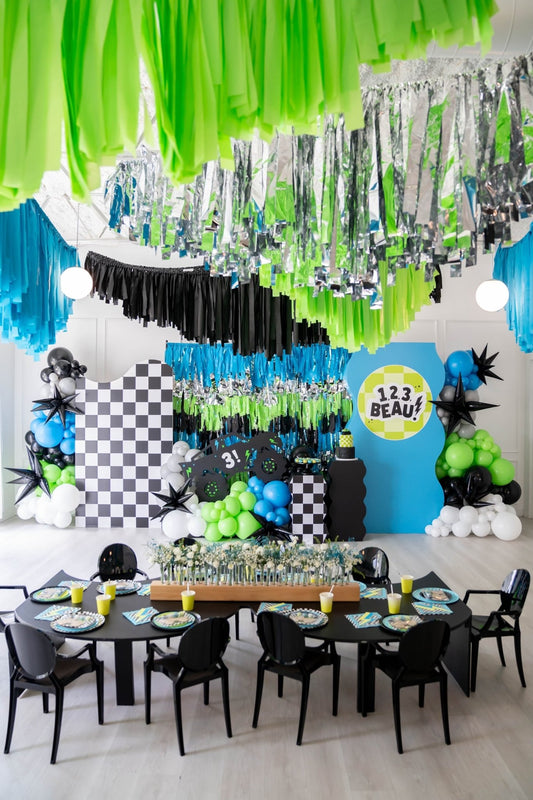 Monster Truck Bash Overhead Swag - Oh My Darling Party Co-birthday boyblackblack backdrops #Fringe_Backdrop#