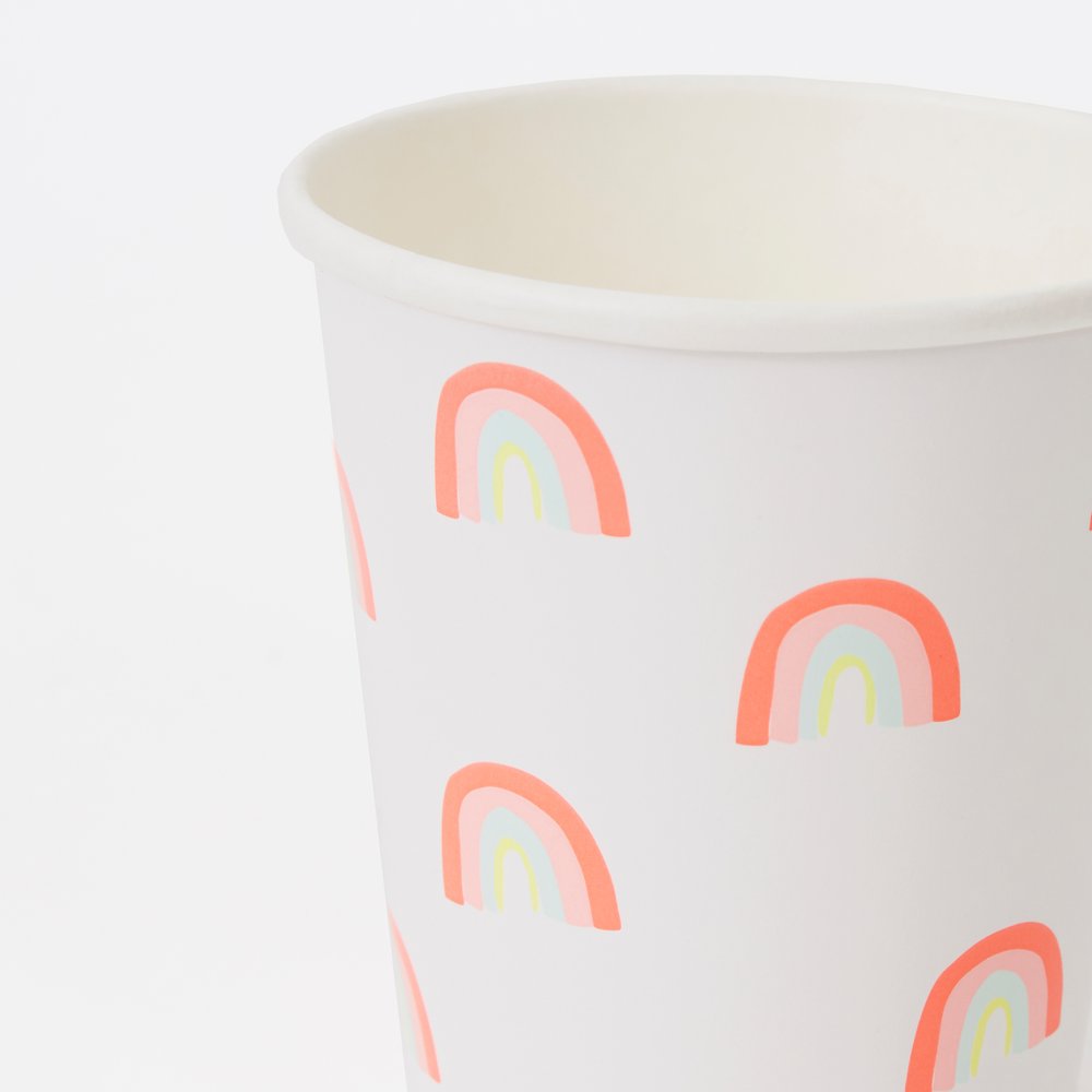 Neon Rainbow Party Cups - Oh My Darling Party Co-cloudscupsnapkins #Fringe_Backdrop#