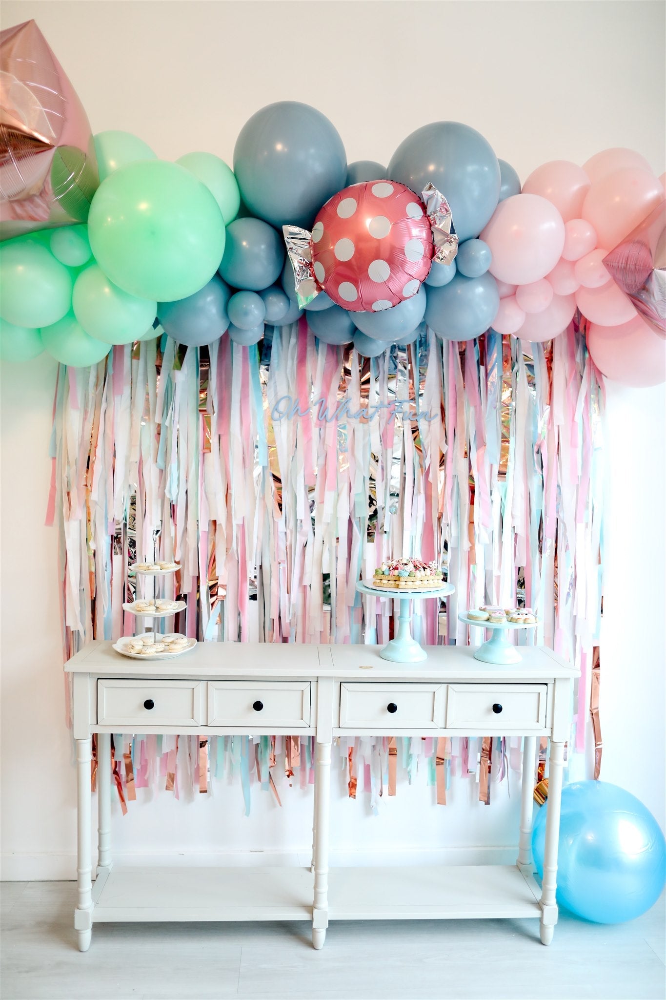 Oh What Fun Backdrop - Oh My Darling Party Co-baby showerBLUE BACKDROPBLUE BACKDROPS #Fringe_Backdrop#