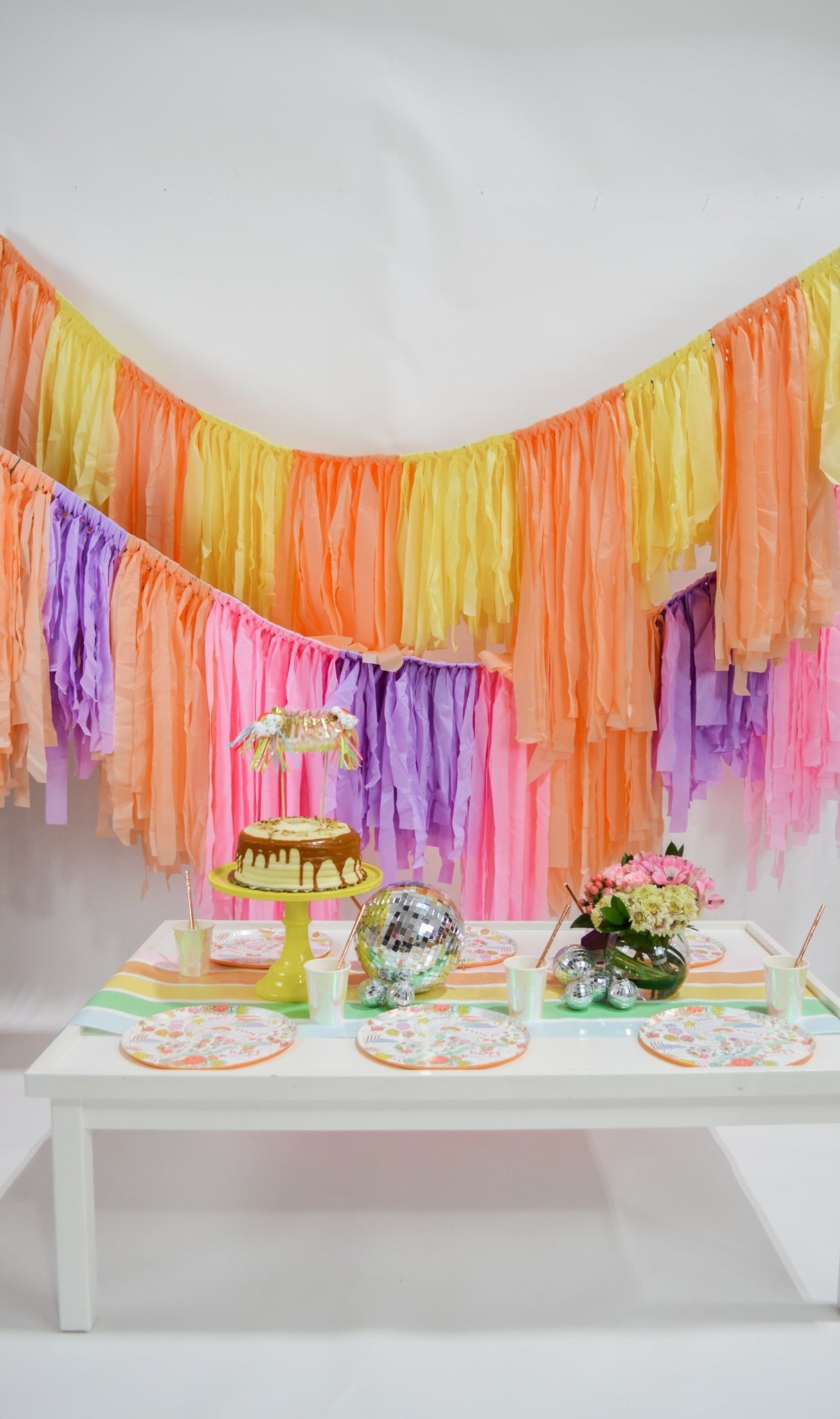 Pastel Aerial Swags - Oh My Darling Party Co-defaultdinoDino Party #Fringe_Backdrop#