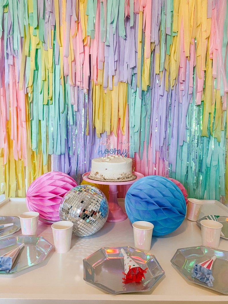 Pastel Unicorn Birthday Party - Oh My Darling Party Co-blushbuttercupbutterfly #Fringe_Backdrop#
