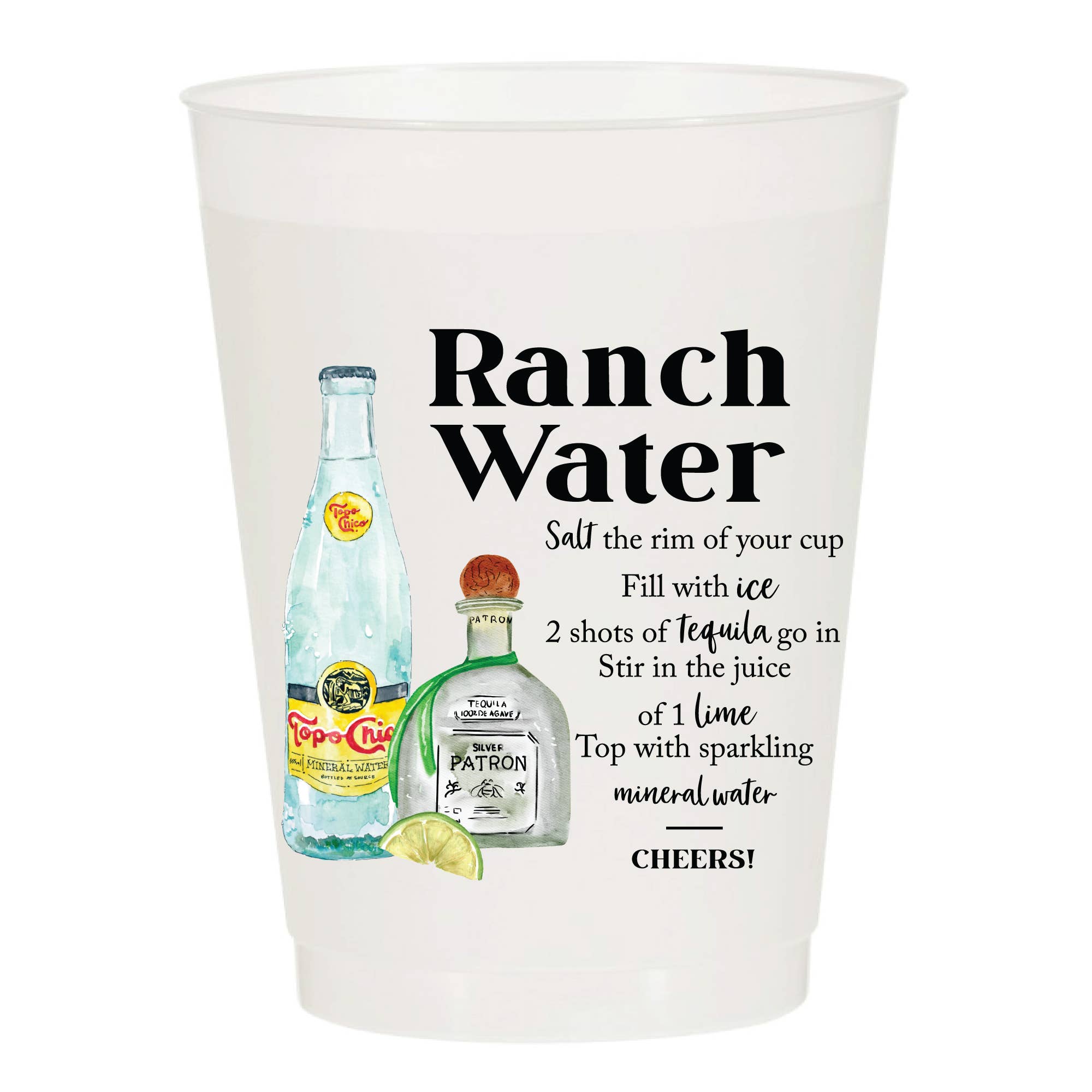 Ranch Water Recipe - Reusable Cups - Set of 10 - Oh My Darling Party Co-Faire #Fringe_Backdrop#