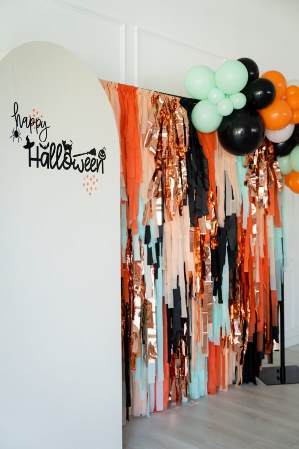 Ready To Ship: Scarecrow Backdrop - Oh My Darling Party Co-& Black with Rose Goldblackblack backdrops #Fringe_Backdrop#