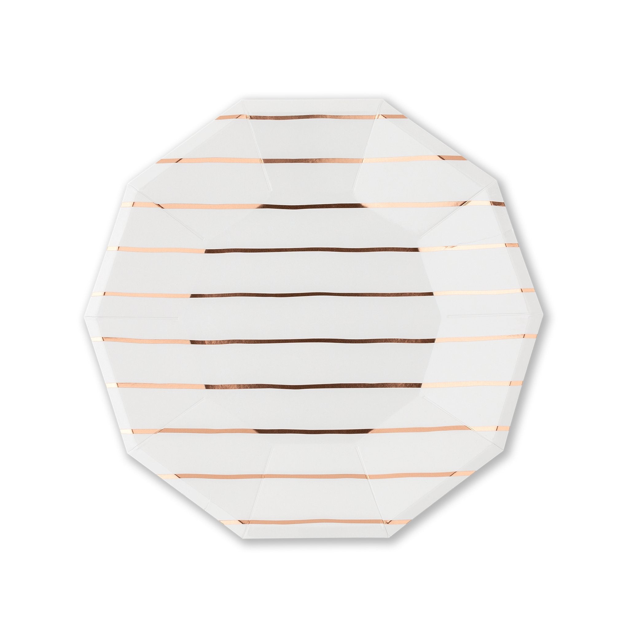 Rose Gold Frenchie Striped Paper Plates (Small) - Oh My Darling Party Co-baby showerbohoboho party #Fringe_Backdrop#
