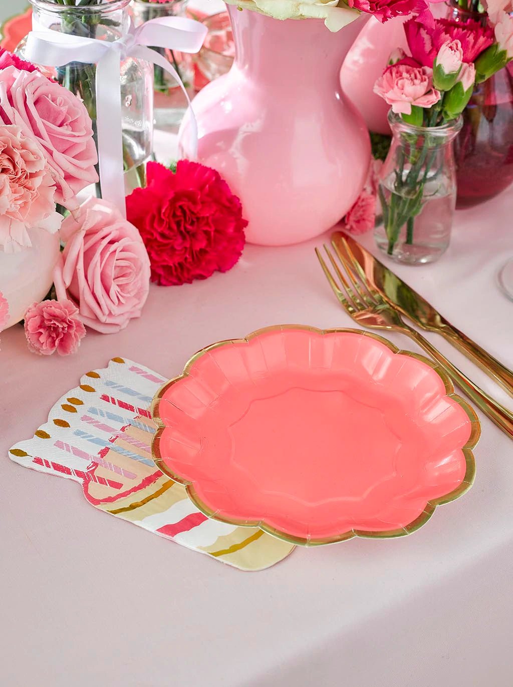 Rose Pink Party Plates - Oh My Darling Party Co-bohoboho partybotanical #Fringe_Backdrop#