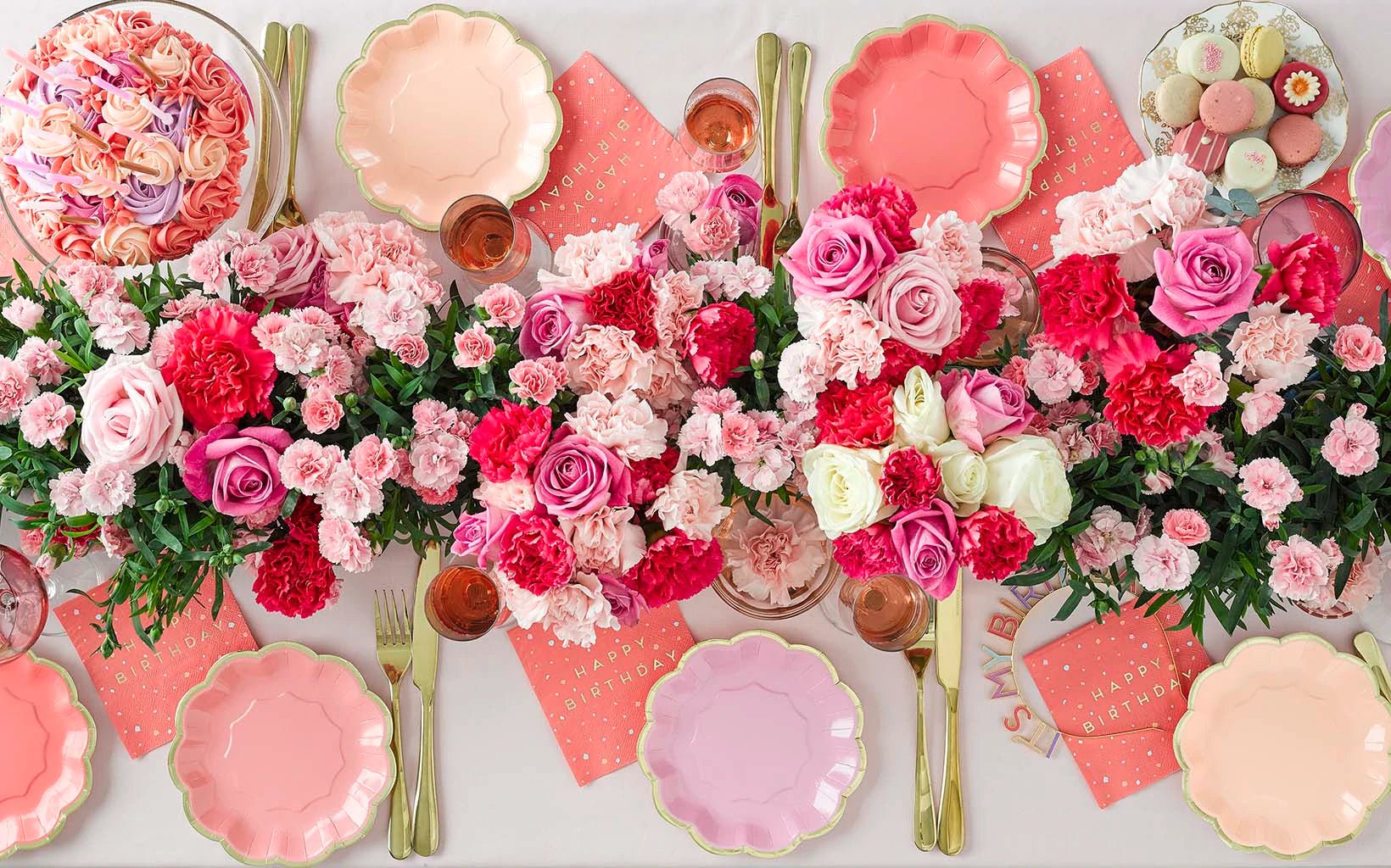 Rose Pink Party Plates - Oh My Darling Party Co-bohoboho partybotanical #Fringe_Backdrop#