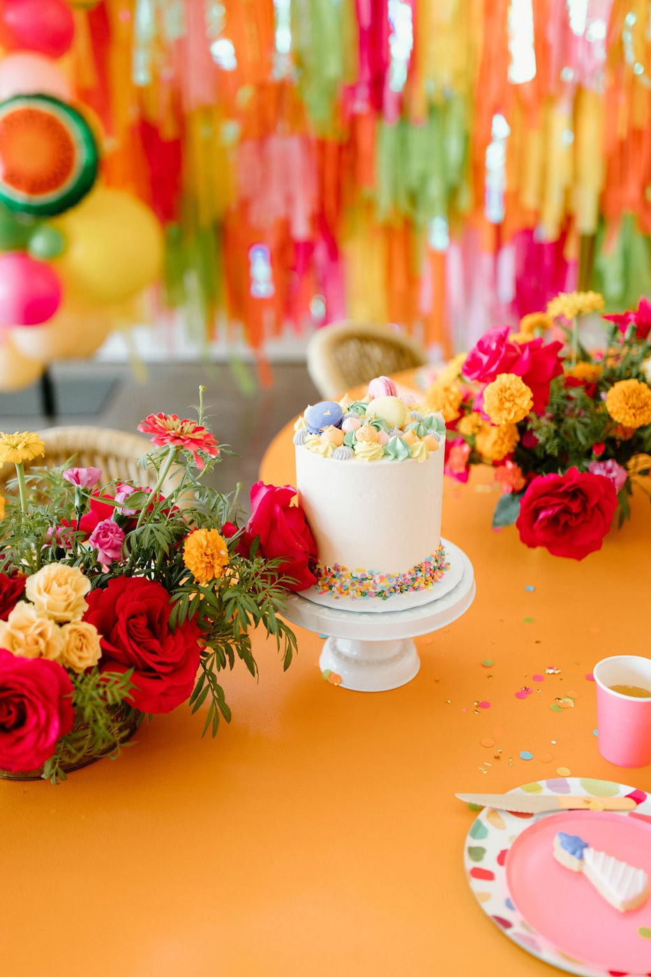 Tutti Fruitti Backdrop - Oh My Darling Party Co-BubblegumCandy PinkCoral #Fringe_Backdrop#