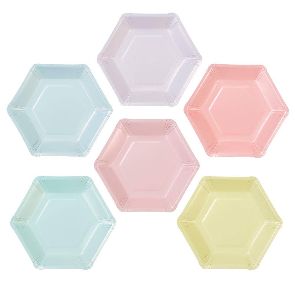We Heart Pastels Hexagonal Shaped Plates - 12 Pack - Oh My Darling Party Co-Faire #Fringe_Backdrop#