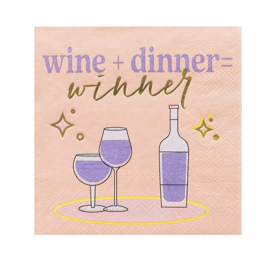 "Wine + Dinner = Winner" Cocktail Napkins - Oh My Darling Party Co-cocktail napkinsFairenapkins #Fringe_Backdrop#